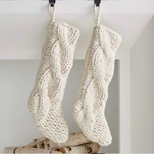 Crate and Barrel Ivory Cozy Knit Stockings TWO